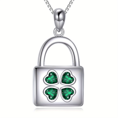 925 Sterling Silver Clover Lock Necklace