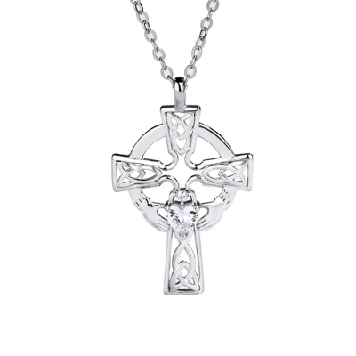 Celtic Cross Claddagh 925 Sterling Silver Necklace for Women