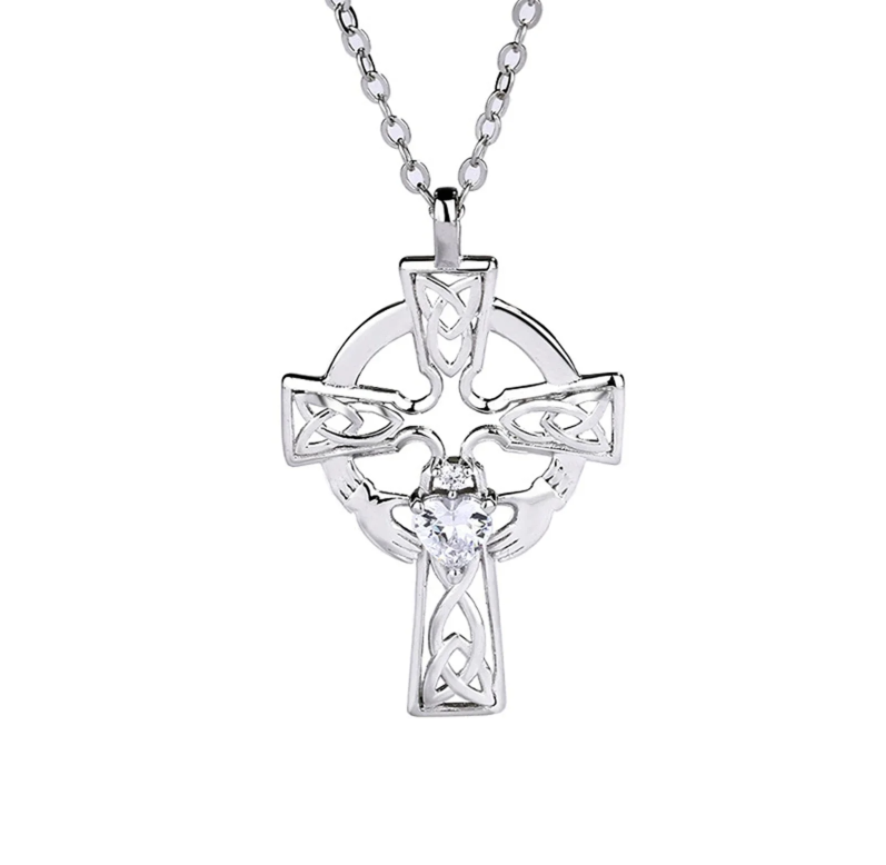 Celtic Cross Claddagh 925 Sterling Silver Necklace for Women Celtic Cross Claddagh 925 Sterling Silver Necklace for Women