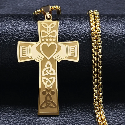 Celtic Trinity Knot Claddagh Heart Necklace