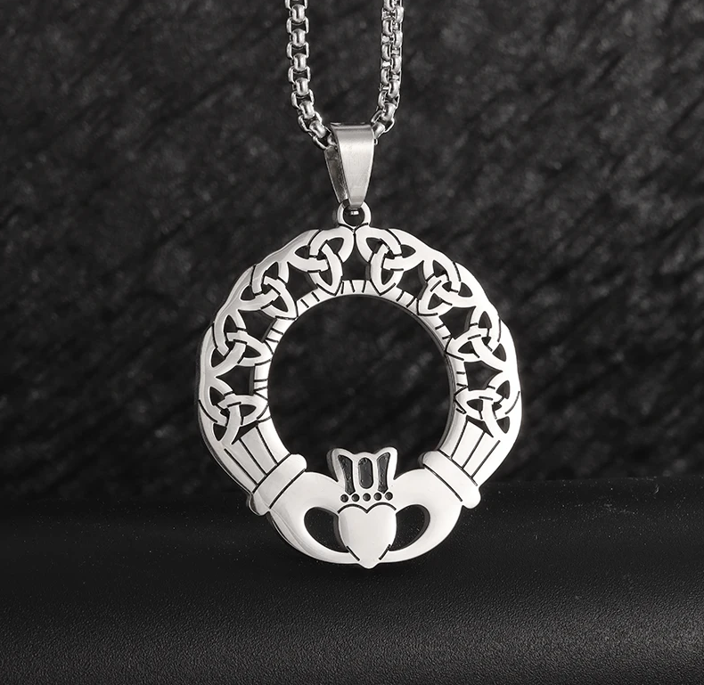 Celtic Trinity Knot Claddagh Heart Pendant Celtic Trinity Knot Claddagh Heart Pendant – Irish Lucky Amulet Necklace