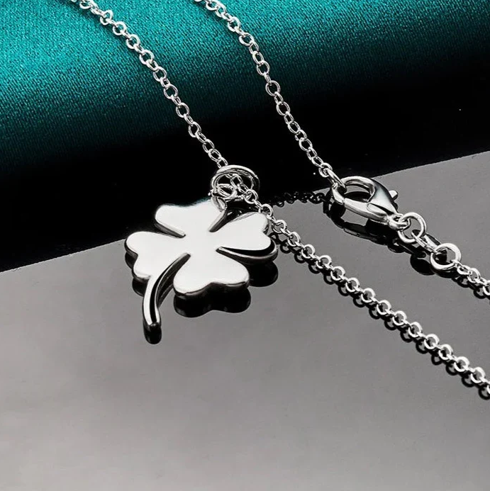 Elegant 925 Sterling Silver Four-Leaf Clover Necklace Elegant 925 Sterling Silver Four-Leaf Clover Necklace