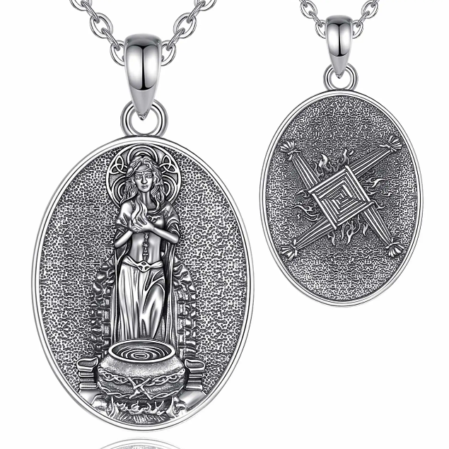 Eudora 925 Silver Brigid Goddess Celtic Cross Necklace Eudora 925 Silver Brigid Goddess Celtic Cross Necklace