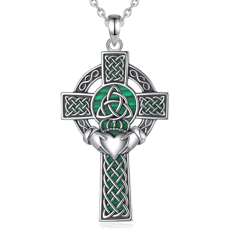 Eudora 925 Sterling Silver Celtic Claddagh Cross Necklace Eudora 925 Sterling Silver Celtic Claddagh Cross Necklace