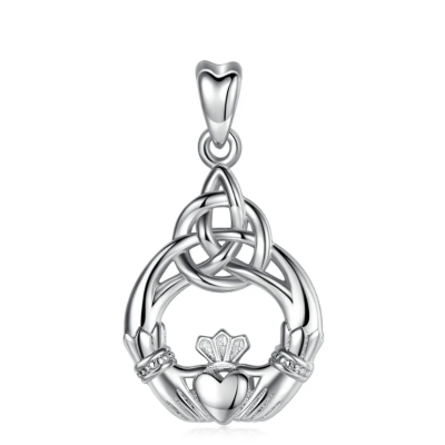 Eudora 925 Sterling Silver Celtic Claddagh Knot Necklace for Women