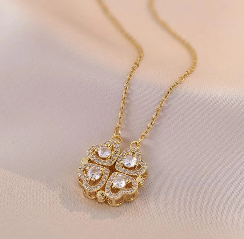 Four-Leaf Clover Heart Pendant Necklace Four-Leaf Clover Heart Pendant Necklace