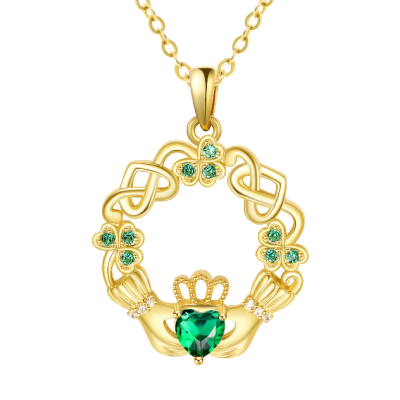 Gemstone Claddagh Shamrock Necklace