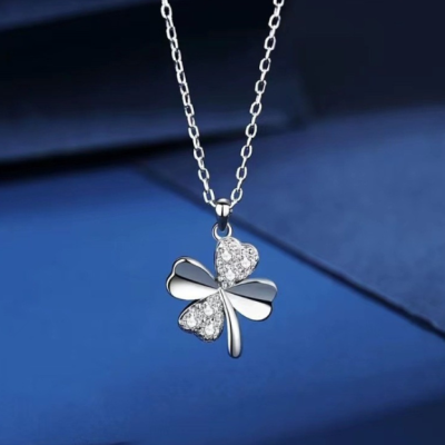 Heart-Shaped Four-Leaf Clover Necklace