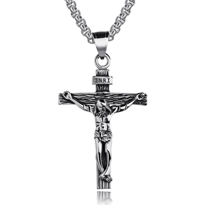 Irish Gifts - GAA, Ireland Football Jerseys, Ireland Rugby Jerseys Jesus Cross Stainless Steel Necklace