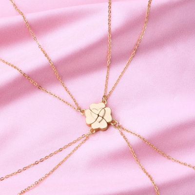 Lovecryst 4Pcs Four Leaf Clover Necklace Set