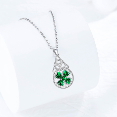 Lucky Celtic Clover Gemstone Necklace