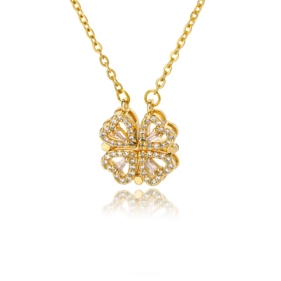 Lucky Four-Leaf Clover Heart Necklace