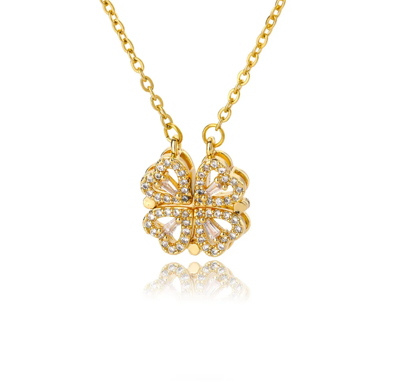 Lucky Four-Leaf Clover Heart Necklace Lucky Four-Leaf Clover Heart Necklace