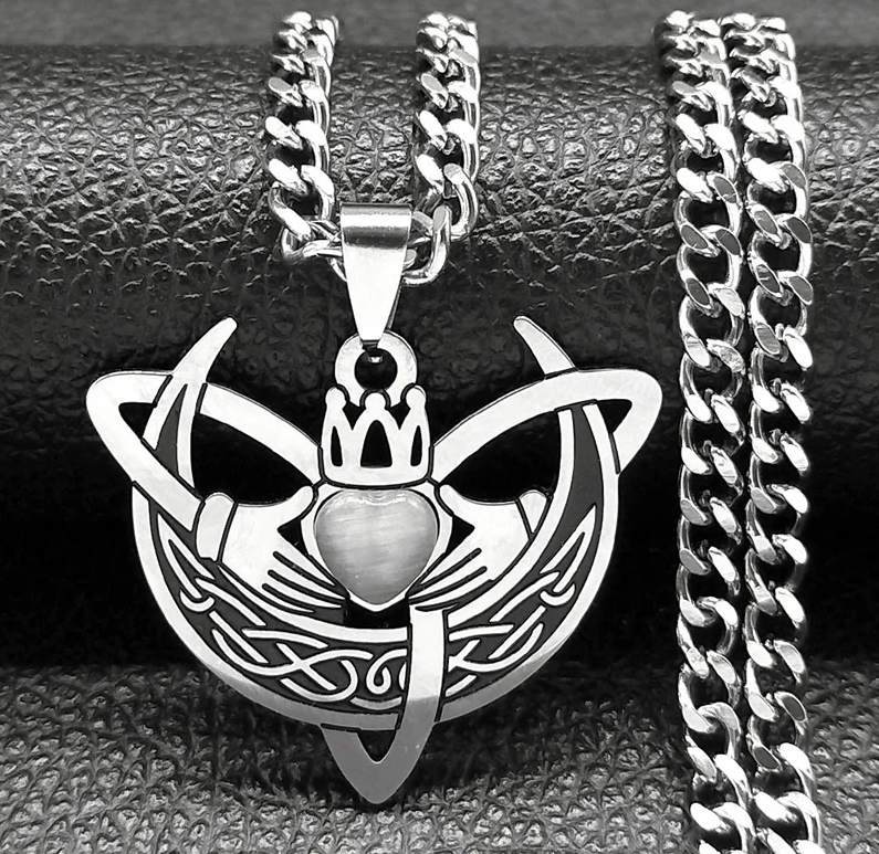 Crescent Moon Claddagh Celtic Knot Necklace Crescent Moon Claddagh Celtic Knot Necklace