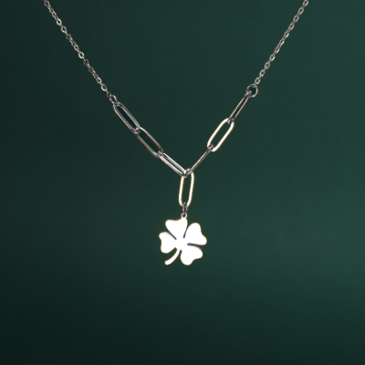 Spliced Chain Four-Leaf Clover Necklace
