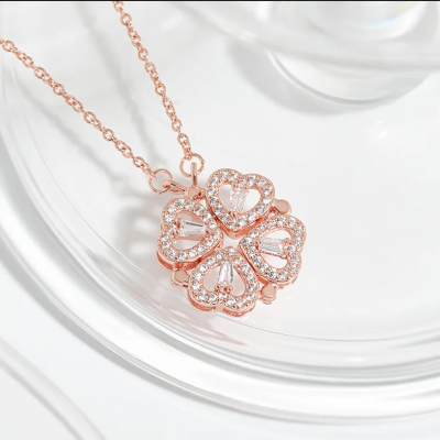 Stainless Steel Heart Clover Necklace
