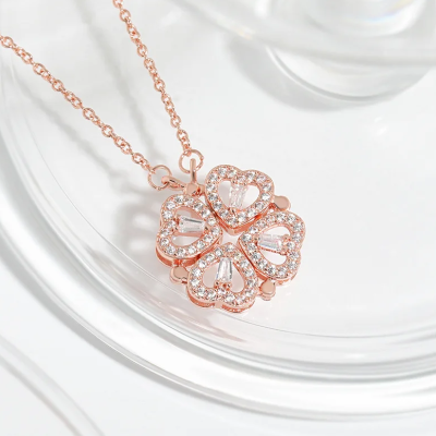 Stainless Steel Heart Clover Necklace