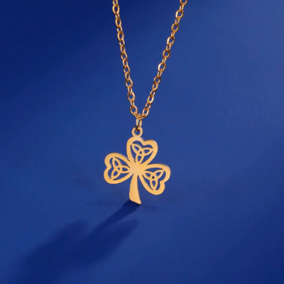 Stainless Steel Shamrock Trinity Knot Necklace
