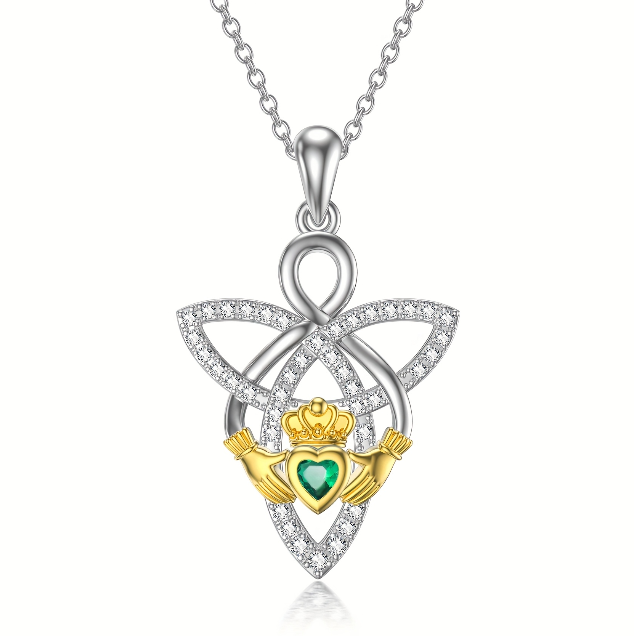 Sterling Silver CZ Claddagh Infinity Necklace Sterling Silver CZ Claddagh Infinity Necklace
