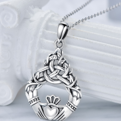 Sterling Silver Claddagh Tree of Life Necklace
