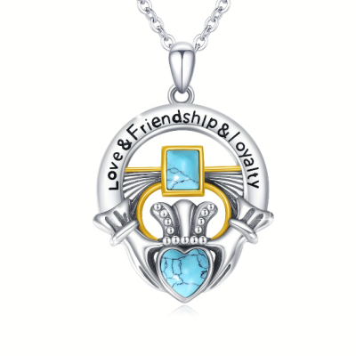Sterling Silver Claddagh Turquoise Necklace