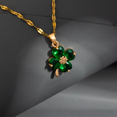 Irish Gifts - GAA, Ireland Football Jerseys, Ireland Rugby Jerseys Trendy Four-Leaf Clover Pendant Necklace