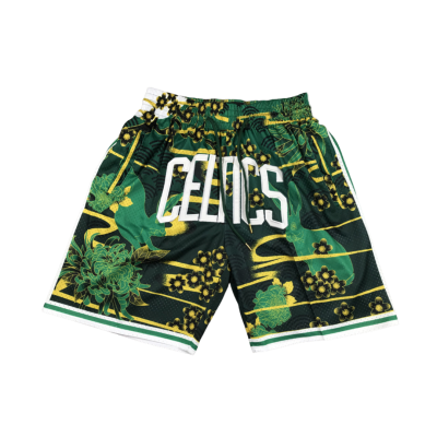 Boston Celtics Floral Print 2024-25 Green And Yellow Shorts